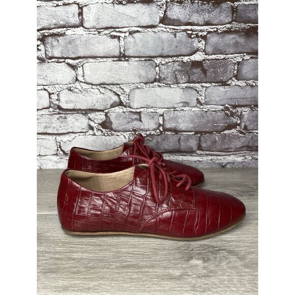 Fitflop Red Croco Leather Lace Up Comfort Oxfords Shoes Women Sz 7M US/38EU - Picture 3 of 16